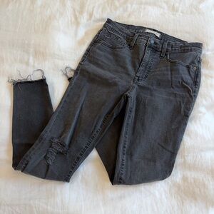 Madewell Charcoal Distressed Skinny Jeans